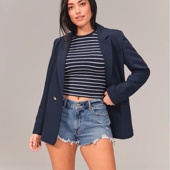 ABERCROMBIE & FITCH Curve Love Mid Rise Mom Shorts (35 R) |*SEXY FRAYED CUT-OFFS - Picture 6 of 9